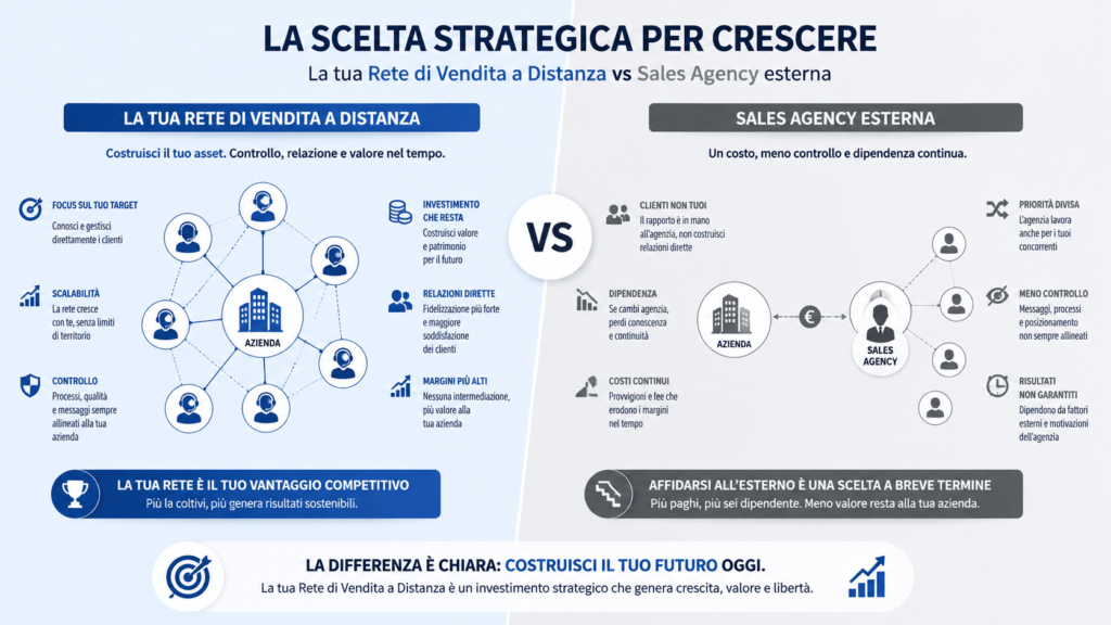 Differenza fra rete di vendita a distanza B2B di proprietà e una sales agency esterna